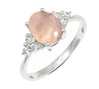 SILVERTROVE avec pierre précieuse Quartz rose Bague plaquée argent homme et femme Cadeau Bijoux CRG1246BX_74 (23.6)