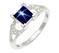 SILVERTROVE avec pierre précieuse Saphir bleu Linde Star (laboratoire) Bague plaquée argent homme et femme Cadeau Bijoux CRG1247BG_53 (16.9)