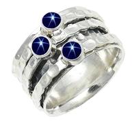 SILVERTROVE avec pierre précieuse Saphir bleu Linde Star (laboratoire) Pour homme et femme Bague plaquée argent Toutes tailles Fait main Cadeau Bijoux CRG1269BG_53 (16.9)