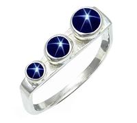 SILVERTROVE avec pierre précieuse Saphir bleu Linde Star (laboratoire) Pour homme et femme Bague plaquée argent Toutes tailles Fait main Cadeau Bijoux CRG1265BG_53 (16.9)