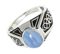 SILVERTROVE Bague avec pierre précieuse Agate dentelle bleue Argent sterling 925 Argent sterling 925 Pour homme et femme Cadeau Toutes tailles Bijoux CRG1170CG_69 (22.0)
