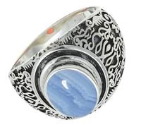 SILVERTROVE Bague avec pierre précieuse Agate dentelle bleue Argent sterling 925 Argent sterling 925 Pour homme et femme Cadeau Toutes tailles Bijoux CRG1220CG_74 (23.6)