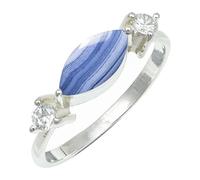 SILVERTROVE Bague avec pierre précieuse Agate dentelle bleue Argent sterling 925 Argent sterling 925 Pour homme et femme Cadeau Toutes tailles Bijoux CRG1249CG_54 (17.2)