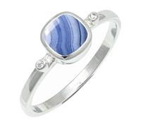 SILVERTROVE Bague avec pierre précieuse Agate dentelle bleue Argent sterling 925 Argent sterling 925 Pour homme et femme Cadeau Toutes tailles Bijoux CRG1245CG_65 (20.7)