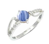 SILVERTROVE Bague avec pierre précieuse Agate dentelle bleue Pour homme et femme Argent sterling 925 Toutes tailles Fait main Cadeau Bijoux CRG1242CG_50 (15.9)