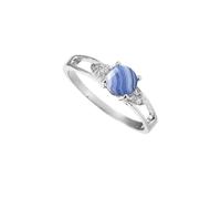 SILVERTROVE Bague avec pierre précieuse Agate dentelle bleue Pour homme et femme Argent sterling 925 Toutes tailles Fait main Cadeau Bijoux CRG1238CG_54 (17.2)