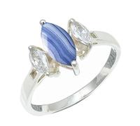 SILVERTROVE Bague avec pierre précieuse Agate dentelle bleue Pour homme et femme Argent sterling 925 Toutes tailles Fait main Cadeau Bijoux CRG1244CG_57 (18.1)