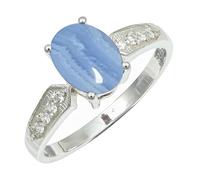 SILVERTROVE Bague avec pierre précieuse Agate dentelle bleue Pour homme et femme Argent sterling 925 Toutes tailles Fait main Cadeau Bijoux CRG1250CG_49 (15.6)
