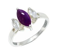 SILVERTROVE Bague avec pierre précieuse Améthyste cabochon Pour homme et femme Argent sterling 925 Toutes tailles Fait main Cadeau Bijoux CRG1244BW_51 (16.2)