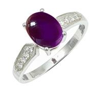 SILVERTROVE Bague avec pierre précieuse Améthyste cabochon Pour homme et femme Laiton plaqué argent Toutes tailles Fait main Cadeau Bijoux CRG1250BW_66 (21.0)