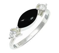 SILVERTROVE Bague avec pierre précieuse Onyx noir cabochon Argent sterling 925 Argent sterling 925 Pour homme et femme Cadeau Toutes tailles Bijoux CRG1249BY_59 (18.8)