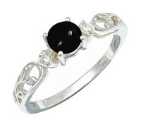 SILVERTROVE Bague avec pierre précieuse Onyx noir cabochon Argent sterling 925 Argent sterling 925 Pour homme et femme Cadeau Toutes tailles Bijoux CRG1237BY_55 (17.5)