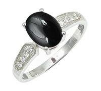 SILVERTROVE Bague avec pierre précieuse Onyx noir cabochon Pour homme et femme Argent sterling 925 Toutes tailles Fait main Cadeau Bijoux CRG1250BY_67 (21.3)