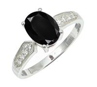 SILVERTROVE Bague avec pierre précieuse Onyx noir Pour homme et femme Argent sterling 925 Toutes tailles Fait main Cadeau Bijoux CRG1250AE_49 (15.6)