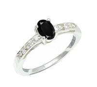 SILVERTROVE Bague avec pierre précieuse Onyx noir Pour homme et femme Argent sterling 925 Toutes tailles Fait main Cadeau Bijoux CRG1240AE_53 (16.9)