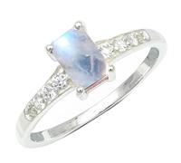 SILVERTROVE Bague avec pierre précieuse Pierre de lune arc-en-ciel Argent sterling 925 Argent sterling 925 Pour homme et femme Cadeau Toutes tailles Bijoux CRG1239BO_65 (20.7)