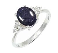 SILVERTROVE Bague avec pierre précieuse Pierre de soleil synthétique Pour homme et femme Argent sterling 925 Toutes tailles Fait main Cadeau Bijoux CRG1246CA_61 (19.4)