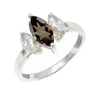 SILVERTROVE Bague avec pierre précieuse Quartz fumé Argent sterling 925 Argent sterling 925 Pour homme et femme Cadeau Toutes tailles Bijoux CRG1244AD_68 (21.6)