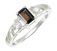 SILVERTROVE Bague avec pierre précieuse Quartz fumé Argent sterling 925 Argent sterling 925 Pour homme et femme Cadeau Toutes tailles Bijoux CRG1248AD_59 (18.8)