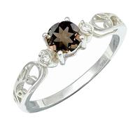 SILVERTROVE Bague avec pierre précieuse Quartz fumé Pour homme et femme Argent sterling 925 Toutes tailles Fait main Cadeau Bijoux CRG1237AD_64 (20.4)