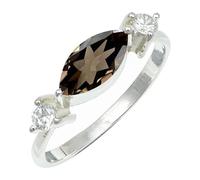 SILVERTROVE Bague avec pierre précieuse Quartz fumé Pour homme et femme Argent sterling 925 Toutes tailles Fait main Cadeau Bijoux CRG1249AD_54 (17.2)