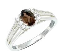 SILVERTROVE Bague avec pierre précieuse Quartz fumé Pour homme et femme Argent sterling 925 Toutes tailles Fait main Cadeau Bijoux CRG1241AD_63 (20.1)