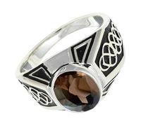 SILVERTROVE Bague avec pierre précieuse Quartz fumé Pour homme et femme Argent sterling 925 Toutes tailles Fait main Cadeau Bijoux CRG1170AD_74 (23.6)