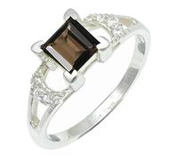 SILVERTROVE Bague avec pierre précieuse Quartz fumé Pour homme et femme Argent sterling 925 Toutes tailles Fait main Cadeau Bijoux CRG1247AD_65 (20.7)