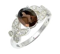 SILVERTROVE Bague avec pierre précieuse Quartz fumé Pour homme et femme Argent sterling 925 Toutes tailles Fait main Cadeau Bijoux CRG1251AD_50 (15.9)