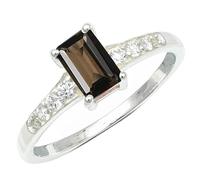 SILVERTROVE Bague avec pierre précieuse Quartz fumé Pour homme et femme Argent sterling 925 Toutes tailles Fait main Cadeau Bijoux CRG1239AD_51 (16.2)