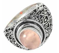 SILVERTROVE Bague avec pierre précieuse Quartz rose Pour homme et femme Argent sterling 925 Toutes tailles Fait main Cadeau Bijoux CRG1220BX_74 (23.6)
