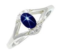 SILVERTROVE Bague avec pierre précieuse Saphir bleu Linde Star (laboratoire) Argent sterling 925 Argent sterling 925 Pour homme et femme Cadeau Toutes tailles Bijoux CRG1243BG_53 (16.9)