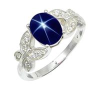 SILVERTROVE Bague avec pierre précieuse Saphir bleu Linde Star (laboratoire) Argent sterling 925 Argent sterling 925 Pour homme et femme Cadeau Toutes tailles Bijoux CRG1251BG_53 (16.9)