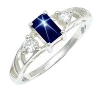 SILVERTROVE Bague avec pierre précieuse Saphir bleu Linde Star (laboratoire) Pour homme et femme Argent sterling 925 Toutes tailles Fait main Cadeau Bijoux CRG1248BG_53 (16.9)