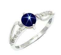 SILVERTROVE Bague avec pierre précieuse Saphir bleu Linde Star (laboratoire) Pour homme et femme Argent sterling 925 Toutes tailles Fait main Cadeau Bijoux CRG1242BG_53 (16.9)
