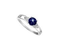 SILVERTROVE Bague avec pierre précieuse Saphir bleu Linde Star (laboratoire) Pour homme et femme Argent sterling 925 Toutes tailles Fait main Cadeau Bijoux CRG1238BG_53 (16.9)