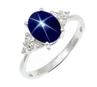 SILVERTROVE Bague avec pierre précieuse Saphir bleu Linde Star (laboratoire) Pour homme et femme Argent sterling 925 Toutes tailles Fait main Cadeau Bijoux CRG1246BG_53 (16.9)