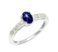 SILVERTROVE Bague avec pierre précieuse Saphir bleu Linde Star (laboratoire) Pour homme et femme Argent sterling 925 Toutes tailles Fait main Cadeau Bijoux CRG1240BG_53 (16.9)