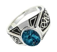 SILVERTROVE Bague avec pierre précieuse Topaze bleue de Londres de laboratoire Pour homme et femme Argent sterling 925 Toutes tailles Fait main Cadeau Bijoux CRG1170AT_49 (15.6)