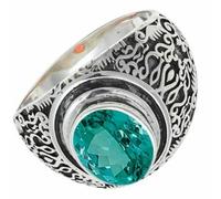 SILVERTROVE Bague avec pierre précieuse Tourmaline Paraïba verte de laboratoire Argent sterling 925 Argent sterling 925 Pour homme et femme Cadeau Toutes tailles Bijoux CRG1220AS_70 (22.3)
