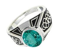 SILVERTROVE Bague avec pierre précieuse Tourmaline Paraïba verte de laboratoire Argent sterling 925 Argent sterling 925 Pour homme et femme Cadeau Toutes tailles Bijoux CRG1170AS_54 (17.2)