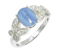 SILVERTROVE Bague en argent sterling 925 avec pierre précieuse Agate dentelle bleue pour homme et femme, article cadeau, bijoux faits main CRG1251CG_48 (15.3)