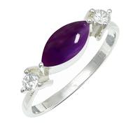 SILVERTROVE Bague en argent sterling 925 avec pierre précieuse Améthyste cabochon pour homme et femme, article cadeau, bijoux faits main CRG1249BW_73 (23.2)