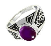 SILVERTROVE Bague en argent sterling 925 avec pierre précieuse Améthyste cabochon pour homme et femme, article cadeau, bijoux faits main CRG1170BW_51 (16.2)