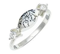 SILVERTROVE Bague en argent sterling 925 avec pierre précieuse Opale dendritique pour homme et femme, article cadeau, bijoux faits main CRG1249CI_71 (22.6)