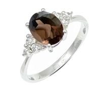 SILVERTROVE Bague en argent sterling 925 avec pierre précieuse Quartz fumé pour homme et femme, article cadeau, bijoux faits main CRG1246AD_53 (16.9)