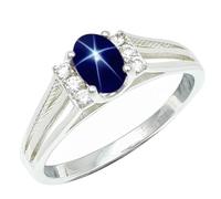SILVERTROVE Bague en argent sterling 925 avec pierre précieuse Saphir bleu Linde Star (laboratoire) pour homme et femme, article cadeau, bijoux faits main CRG1241BG_53 (16.9)