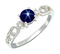 SILVERTROVE Bague en argent sterling 925 avec pierre précieuse Saphir bleu Linde Star (laboratoire) pour homme et femme, article cadeau, bijoux faits main CRG1237BG_53 (16.9)