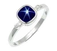 SILVERTROVE Bague en argent sterling 925 avec pierre précieuse Saphir bleu Linde Star (laboratoire) pour homme et femme, article cadeau, bijoux faits main CRG1245BG_53 (16.9)