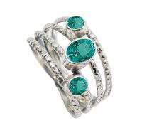 SILVERTROVE Bague en argent sterling avec pierre précieuse pour homme et femme, dans toutes les tailles, bijou CRG1082AA, Métal précieux Pierre précieuse, Tourmaline verte paraiba cultivée en